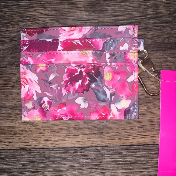 Betsey Johnson Blush Crossbody Bag With Bow and Floral Card Holder - Picture 7 of 8